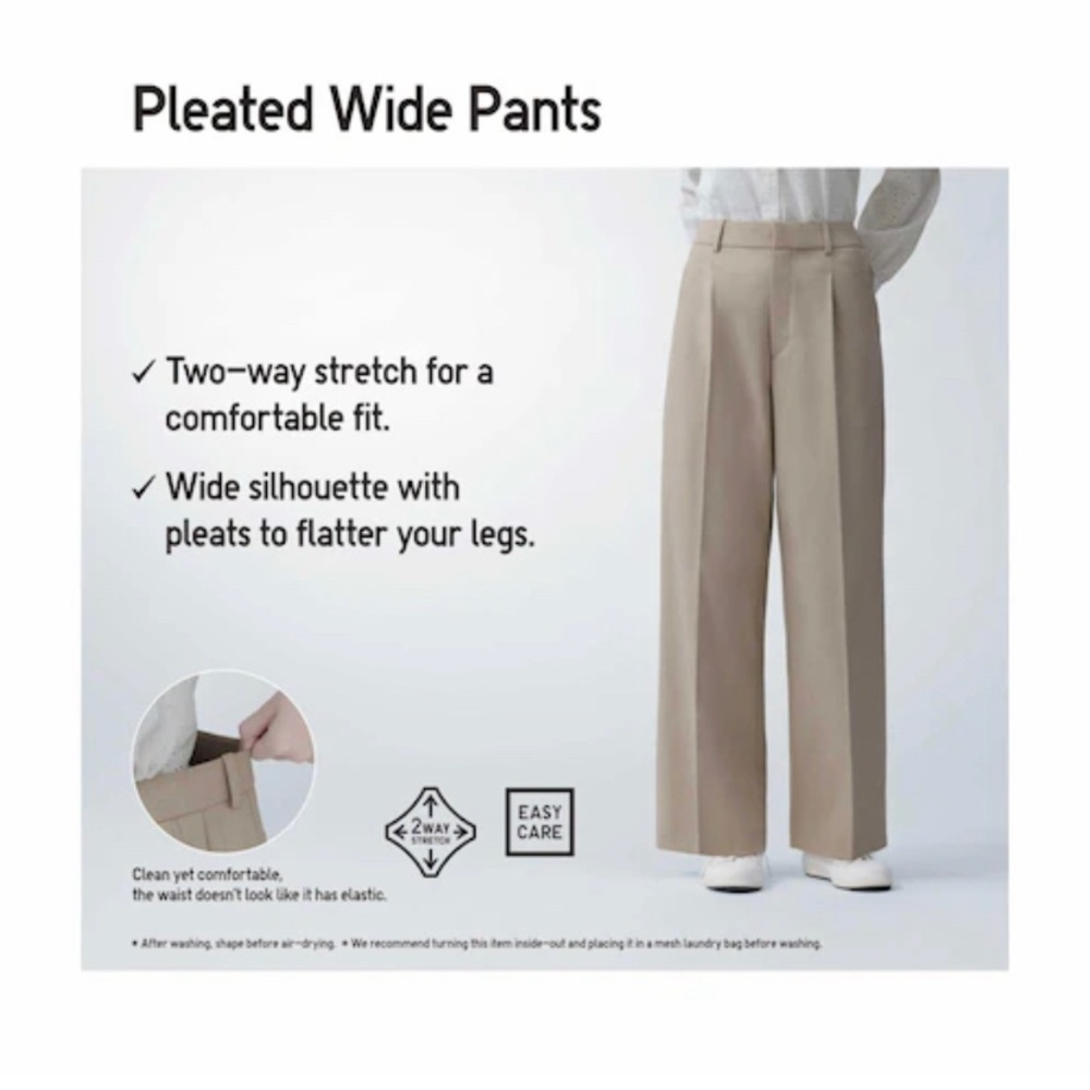 Uniqlo wide pleated pants (linen)